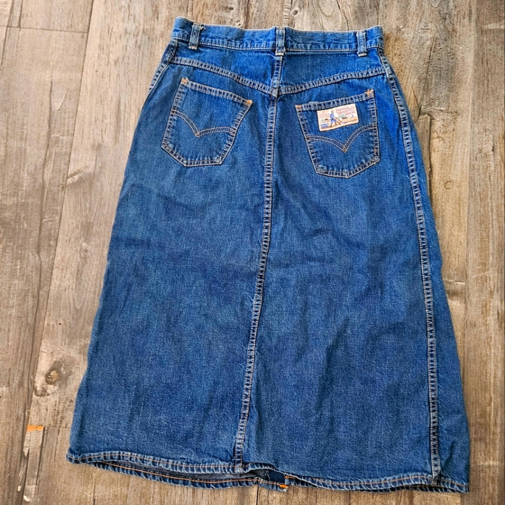Vtg Levi's Farmers and Merchants Denim Midi Skirt